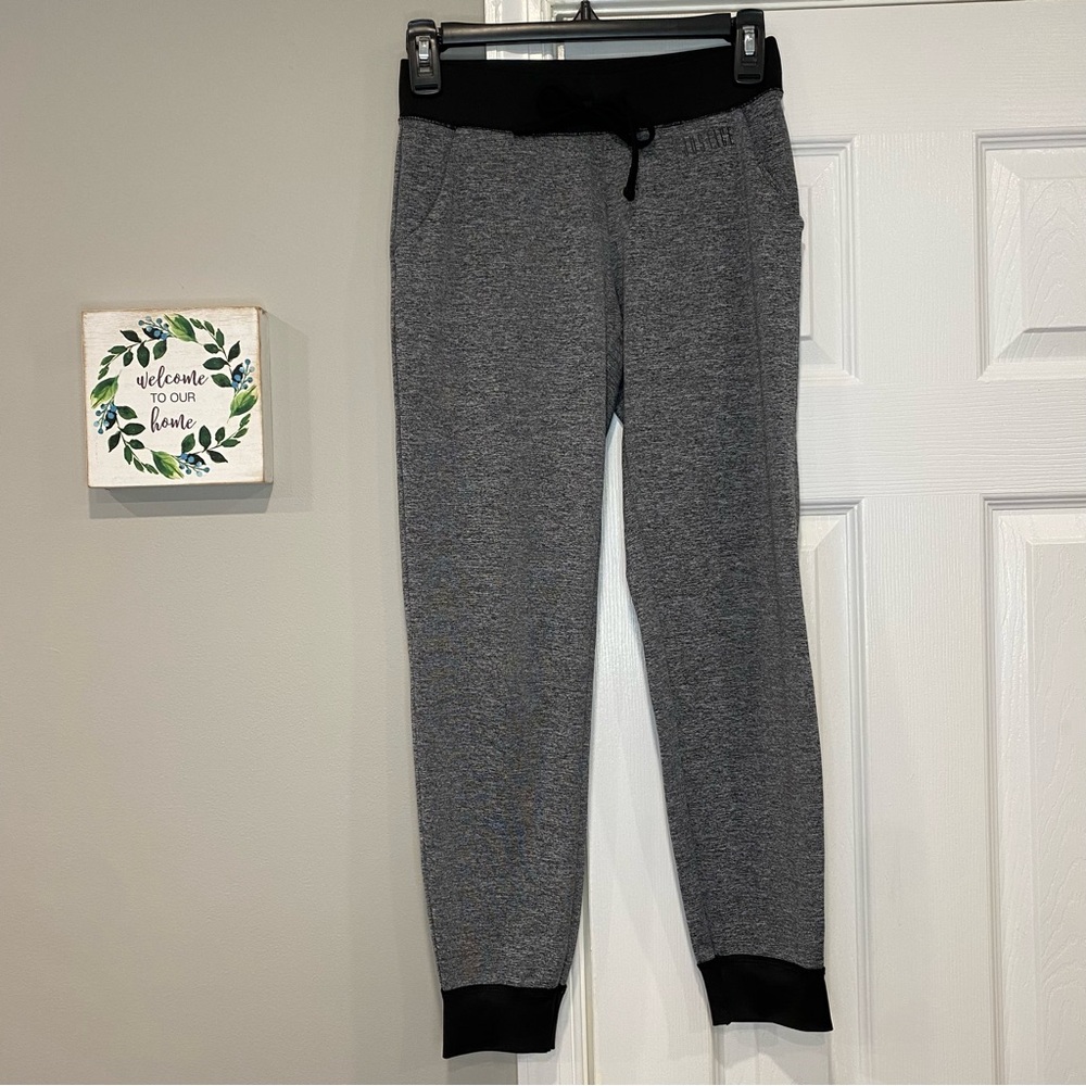 Justice Athletic Heathered Gray Black Jogger Pants Girls Size 10 Gym